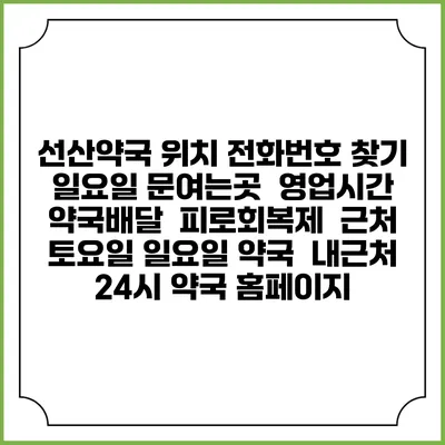 선산약국 위치 전화번호 찾기 | 일요일 문여는곳 | 영업시간 | 약국배달 | 피로회복제 | 근처 토요일 일요일 약국 | 내근처 24시 약국 홈페이지