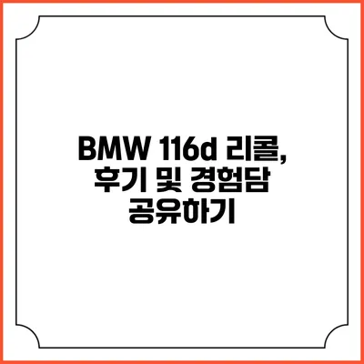 BMW 116d 리콜, 후기 및 경험담 공유하기