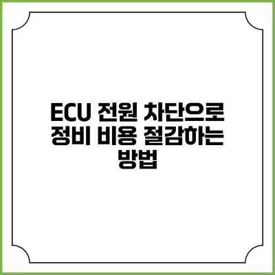 ECU 전원 차단으로 정비 비용 절감하는 방법