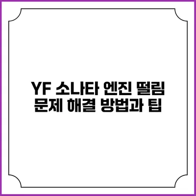 YF 소나타 엔진 떨림 문제 해결 방법과 팁