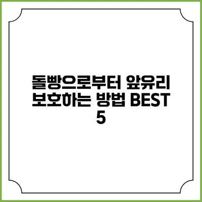 돌빵으로부터 앞유리 보호하는 방법 BEST 5