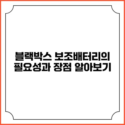 블랙박스 보조배터리의 필요성과 장점 알아보기