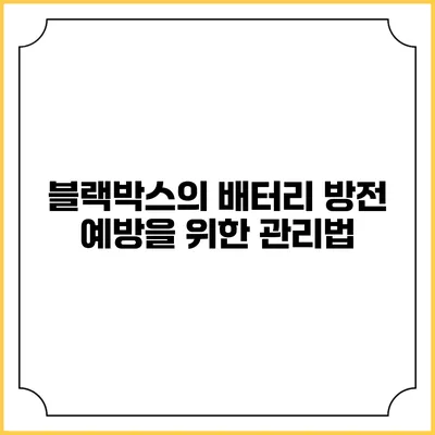 블랙박스의 배터리 방전 예방을 위한 관리법