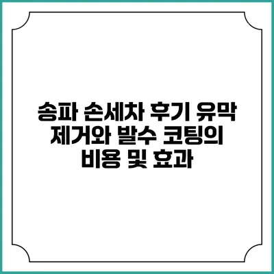 송파 손세차 후기: 유막 제거와 발수 코팅의 비용 및 효과