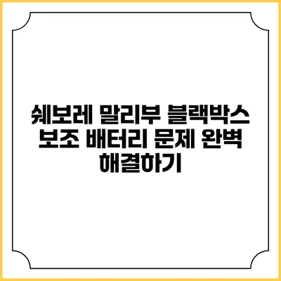 쉐보레 말리부 블랙박스 보조 배터리 문제 완벽 해결하기