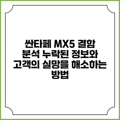 싼타페 MX5 결함 분석: 누락된 정보와 고객의 실망을 해소하는 방법