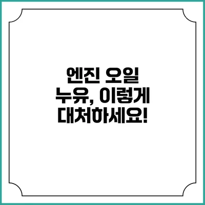 엔진 오일 누유, 이렇게 대처하세요!
