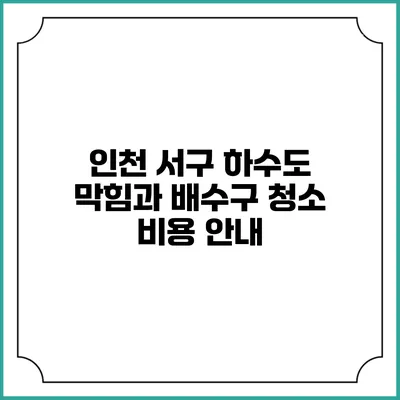 인천 서구 하수도 막힘과 배수구 청소 비용 안내