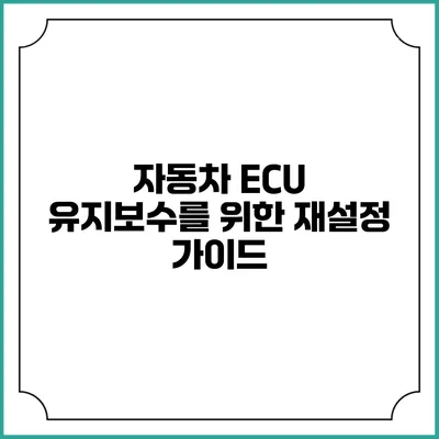 자동차 ECU 유지보수를 위한 재설정 가이드