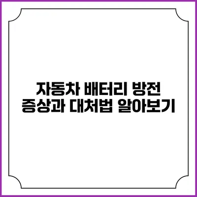 자동차 배터리 방전 증상과 대처법 알아보기