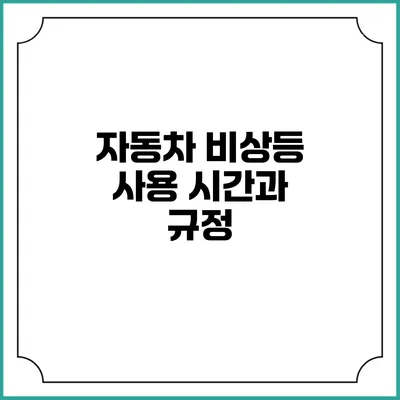 자동차 비상등 사용 시간과 규정