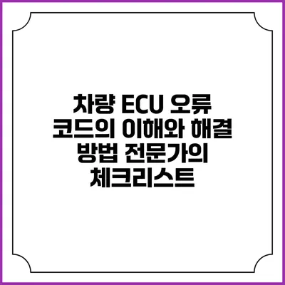 차량 ECU 오류 코드의 이해와 해결 방법: 전문가의 체크리스트