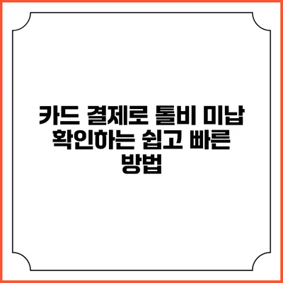 카드 결제로 톨비 미납 확인하는 쉽고 빠른 방법