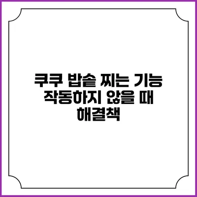 쿠쿠 밥솥 찌는 기능 작동하지 않을 때 해결책