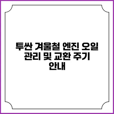 투싼 겨울철 엔진 오일 관리 및 교환 주기 안내