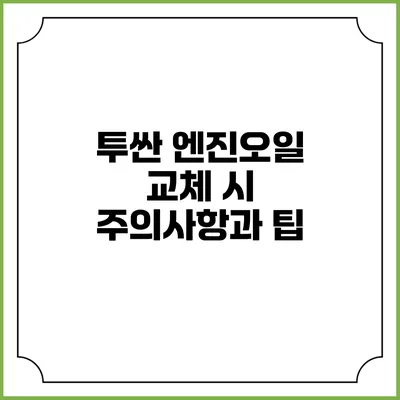 투싼 엔진오일 교체 시 주의사항과 팁