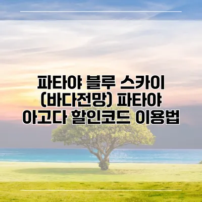 파타야 블루 스카이 (바다전망) 파타야 아고다 할인코드 이용법