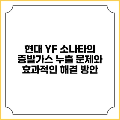 현대 YF 소나타의 증발가스 누출 문제와 효과적인 해결 방안